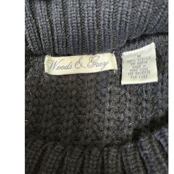 Woods and Gray VTG Black Cableknit Long Sleeve Turtleneck Sweater Womens Size M - Picture 7 of 8